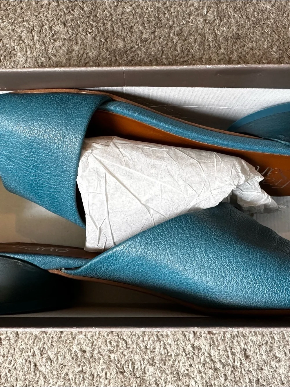 Franco Sarto Teal Leather Slide Mules